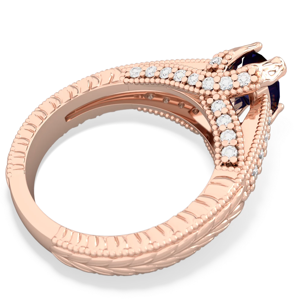 Sapphire Antique Style Milgrain Diamond 14K Rose Gold ring R2028