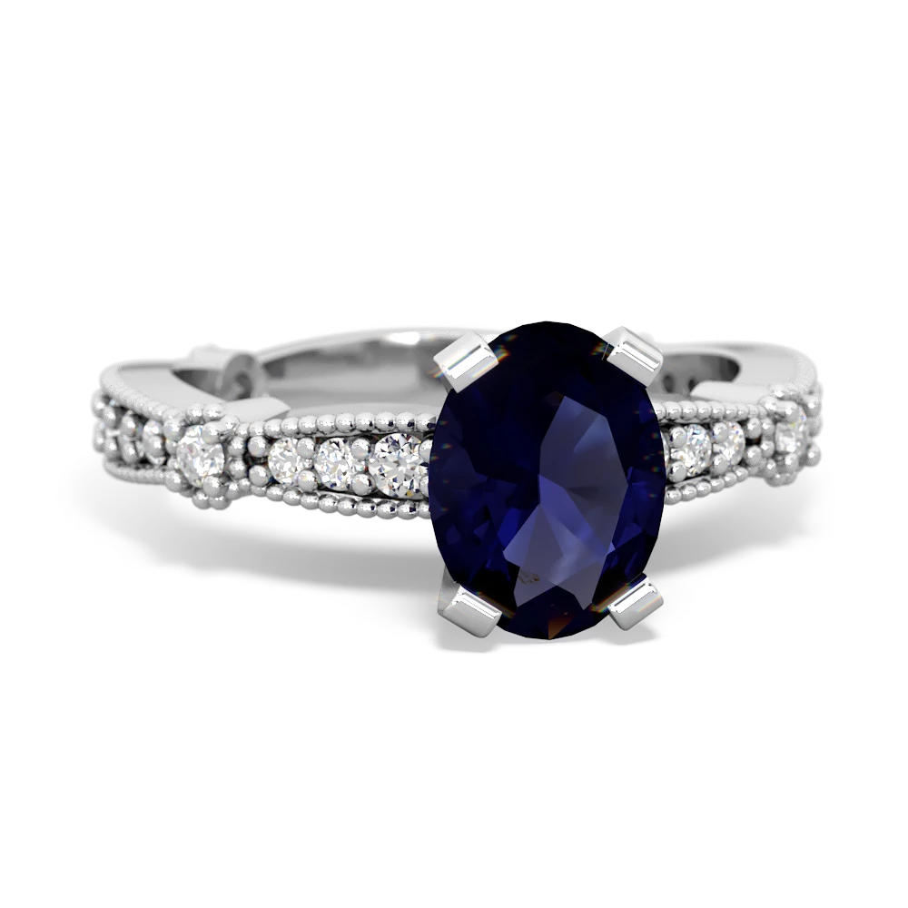 Sapphire Sparkling Tiara 8X6 Oval 14K White Gold ring R26298VL