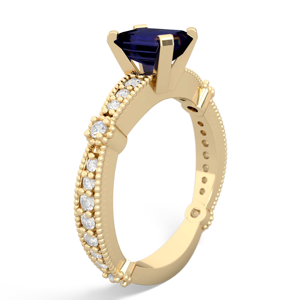 Sapphire Sparkling Tiara 7X5mm Emerald-Cut 14K Yellow Gold ring R26297EM