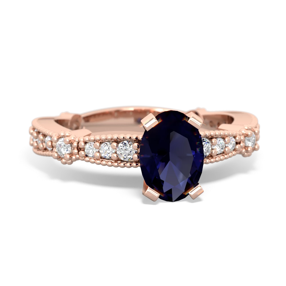 Sapphire Sparkling Tiara 7X5mm Oval 14K Rose Gold ring R26297VL