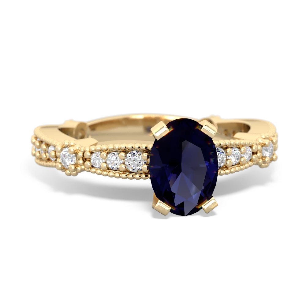 Sapphire Sparkling Tiara 7X5mm Oval 14K Yellow Gold ring R26297VL