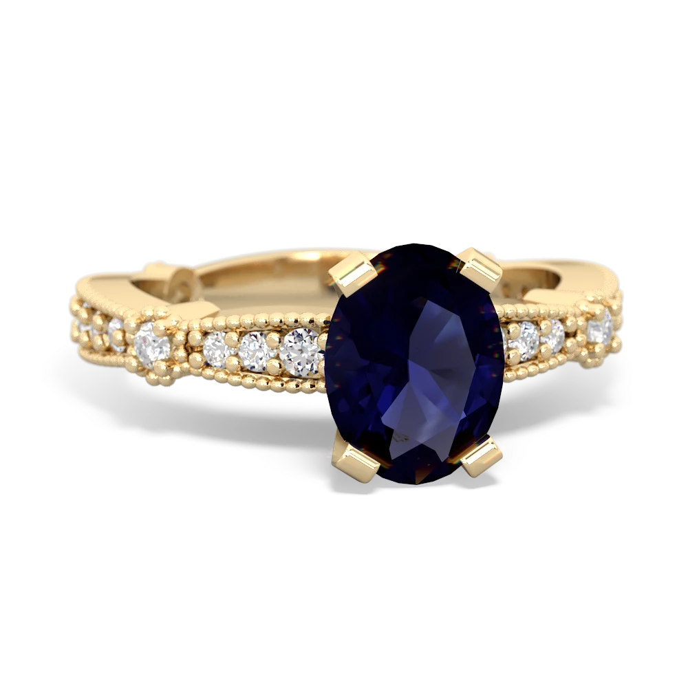 Sapphire Sparkling Tiara 8X6 Oval 14K Yellow Gold ring R26298VL