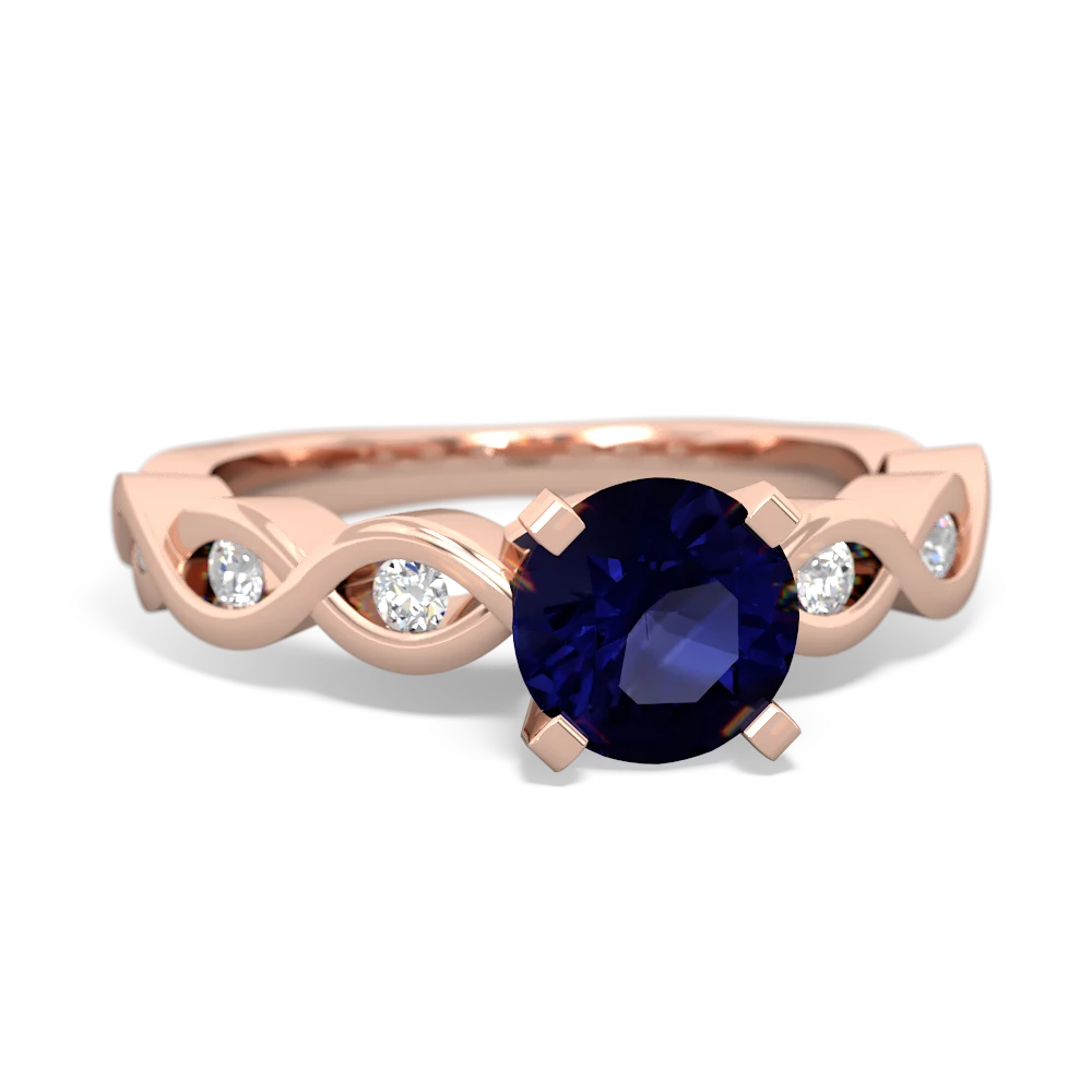 Sapphire Infinity 6Mm Round Engagement 14K Rose Gold ring R26316RD