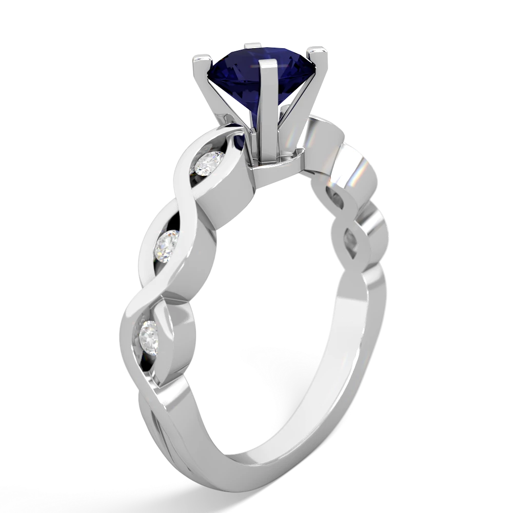 Sapphire Infinity 6Mm Round Engagement 14K White Gold ring R26316RD