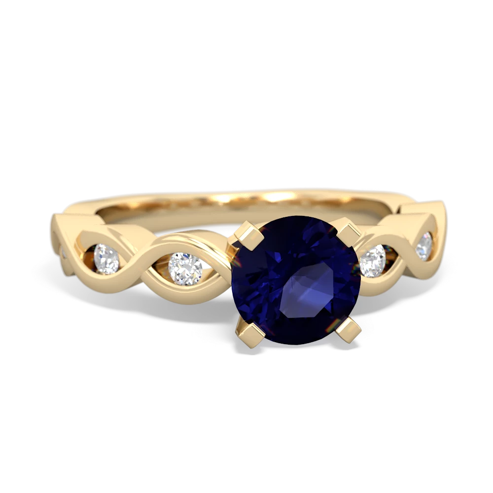 Sapphire Infinity 6Mm Round Engagement 14K Yellow Gold ring R26316RD