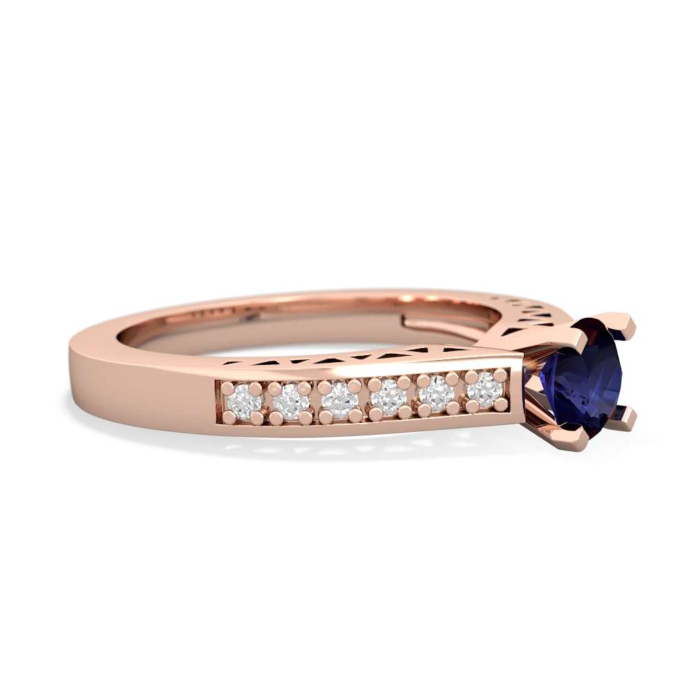 Sapphire Art Deco Engagement 5Mm Round 14K Rose Gold ring R26355RD