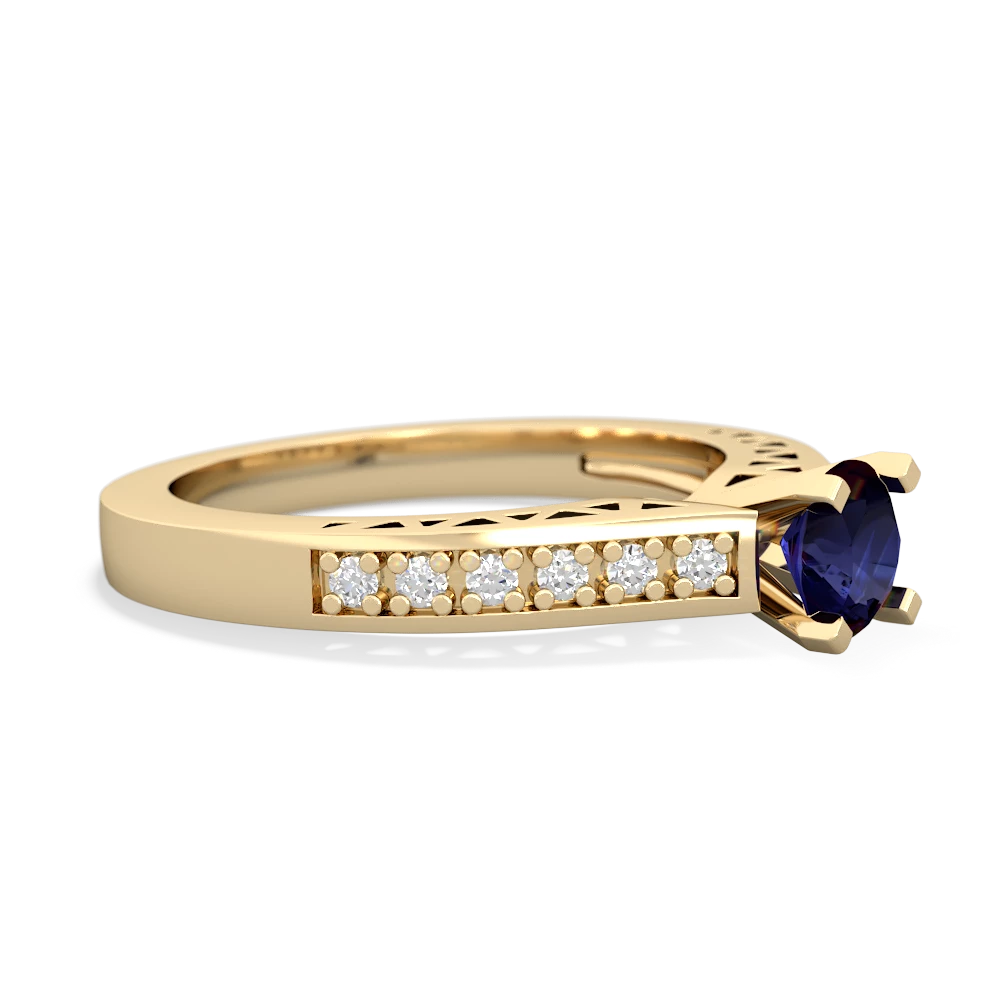 Sapphire Art Deco Engagement 5Mm Round 14K Yellow Gold ring R26355RD