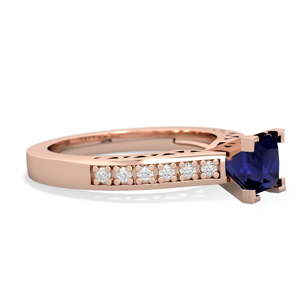 Sapphire Art Deco Engagement 5Mm Square 14K Rose Gold ring R26355SQ