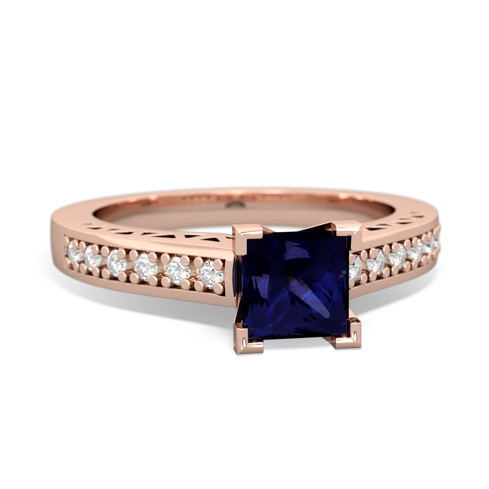 Sapphire Art Deco Engagement 5Mm Square 14K Rose Gold ring R26355SQ