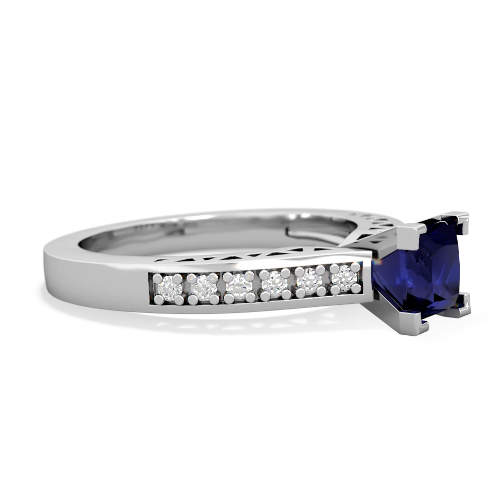 Sapphire Art Deco Engagement 5Mm Square 14K White Gold ring R26355SQ