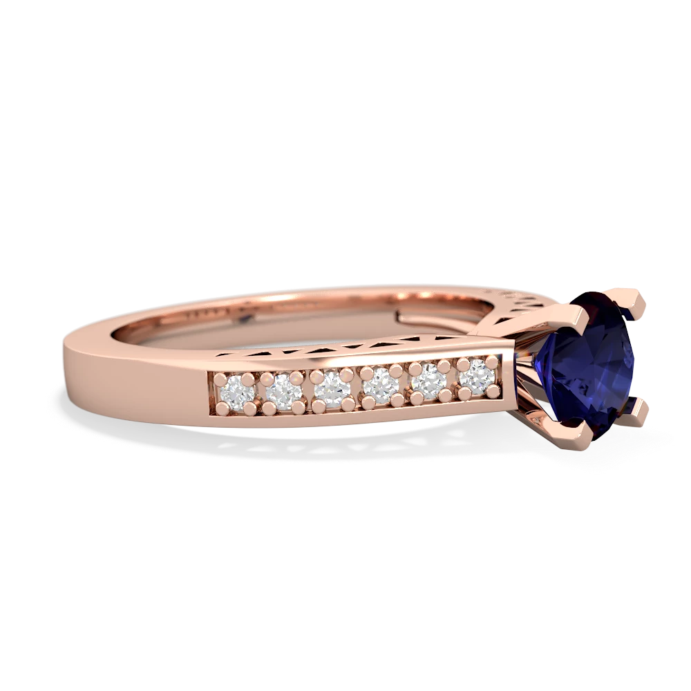 Sapphire Art Deco Engagement 6Mm Round 14K Rose Gold ring R26356RD