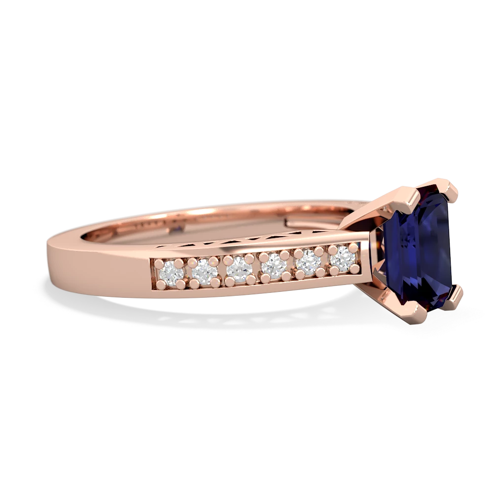 Sapphire Art Deco Engagement 7X5mm Emerald-Cut 14K Rose Gold ring R26357EM