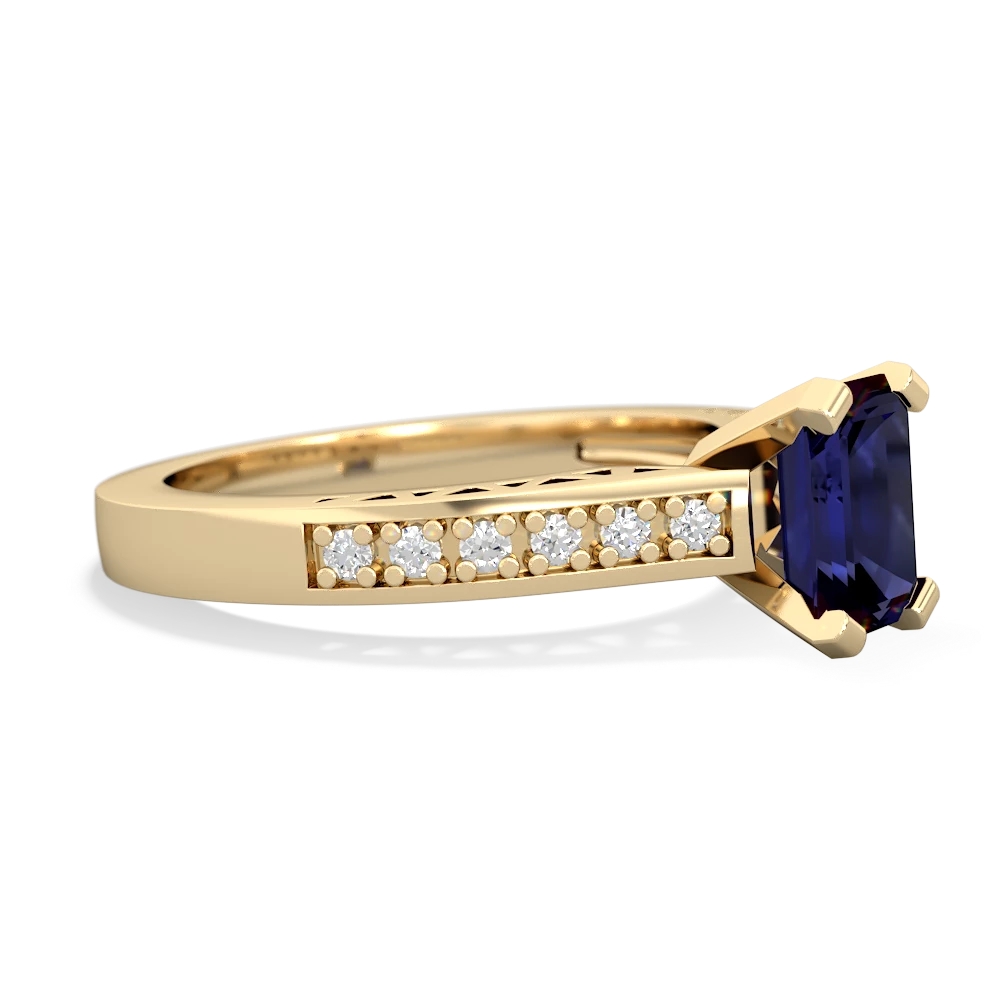 Sapphire Art Deco Engagement 7X5mm Emerald-Cut 14K Yellow Gold ring R26357EM