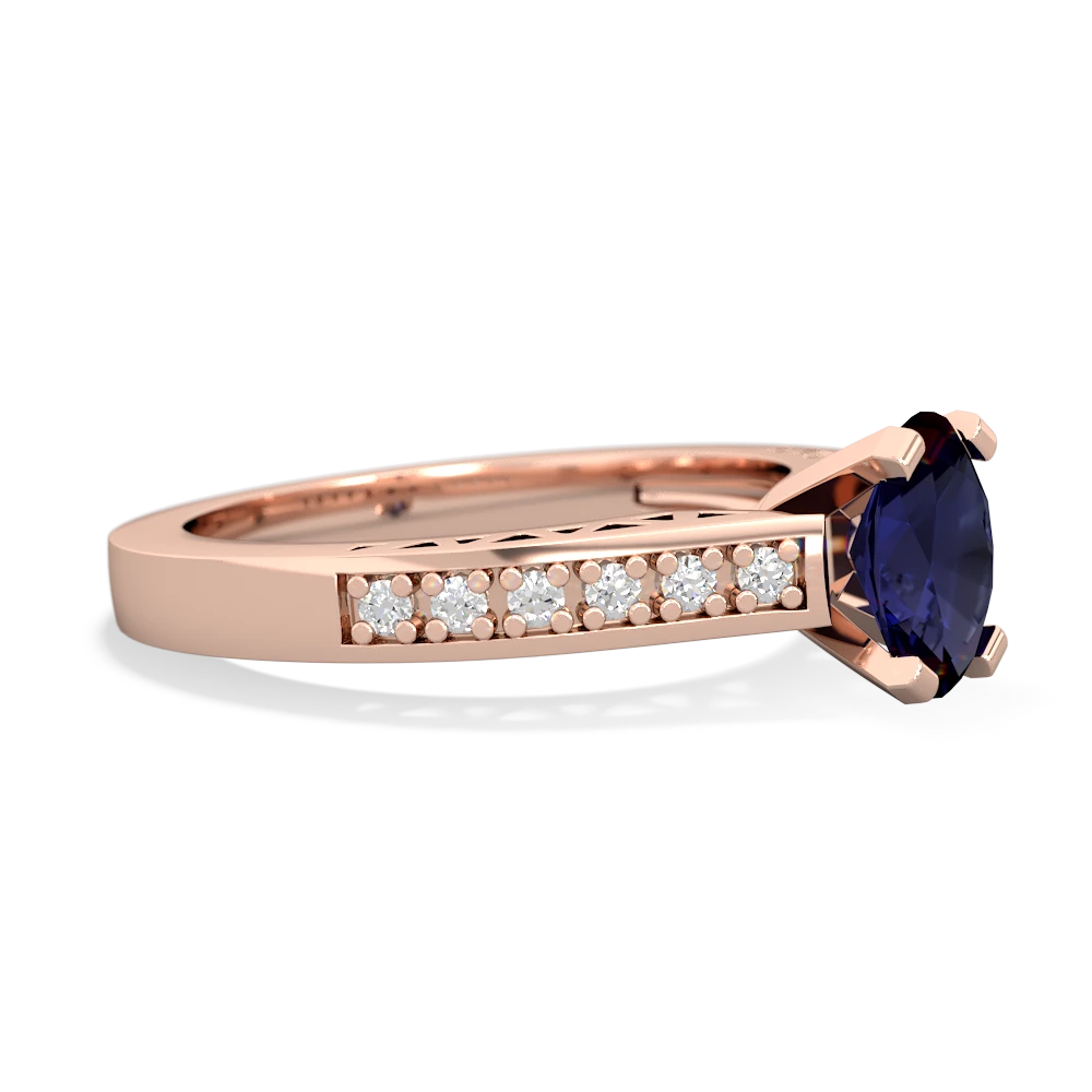 Sapphire Art Deco Engagement 7X5mm Oval 14K Rose Gold ring R26357VL