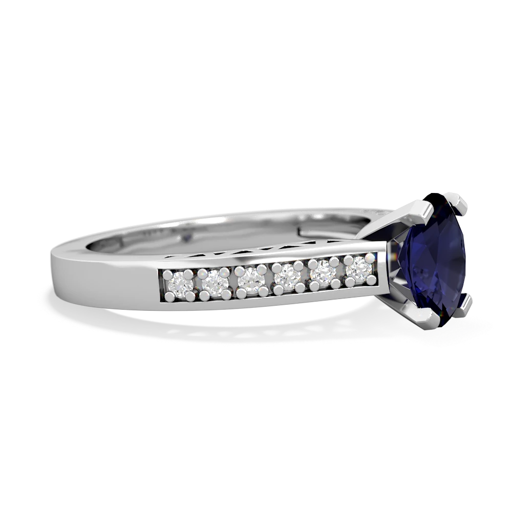 Sapphire Art Deco Engagement 7X5mm Oval 14K White Gold ring R26357VL