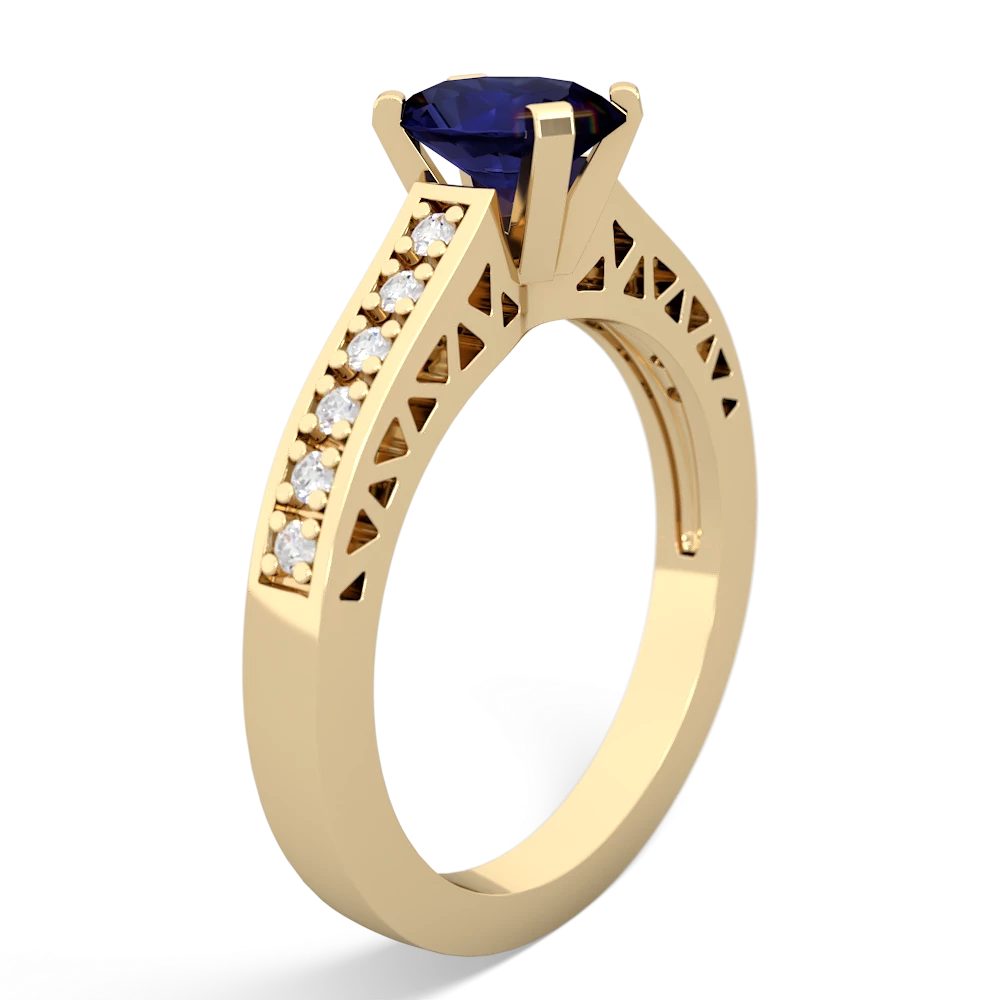 Sapphire Art Deco Engagement 7X5mm Oval 14K Yellow Gold ring R26357VL