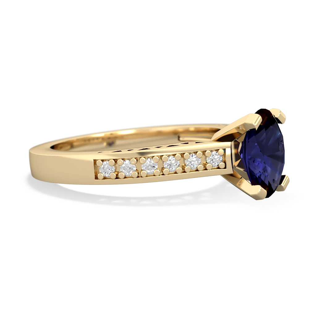 Sapphire Art Deco Engagement 8X6mm Oval 14K Yellow Gold ring R26358VL