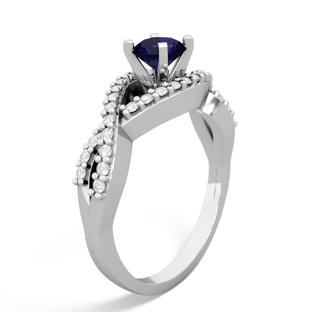 Sapphire Diamond Twist 5Mm Round Engagment  14K White Gold ring R26405RD