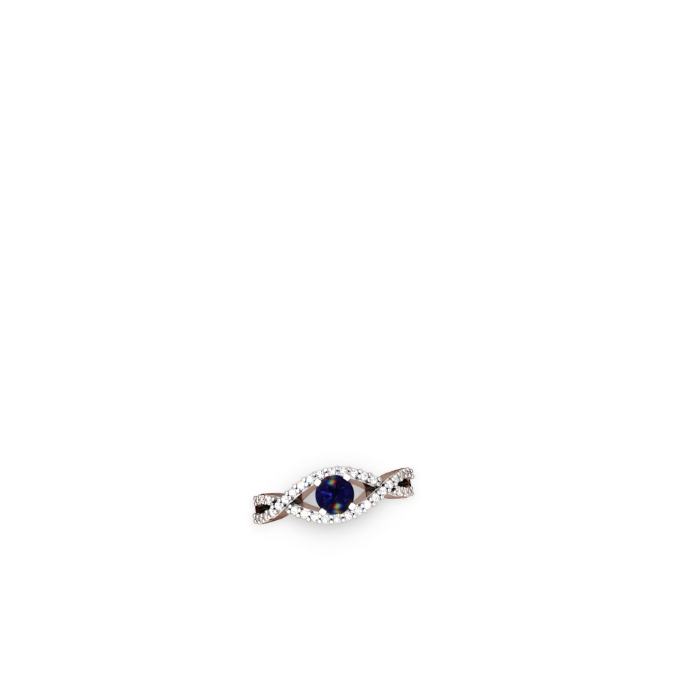 Sapphire Diamond Twist 5Mm Round Engagment  14K White Gold ring R26405RD