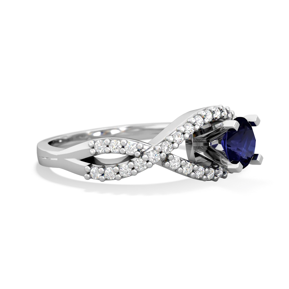 Sapphire Diamond Twist 5Mm Round Engagment  14K White Gold ring R26405RD