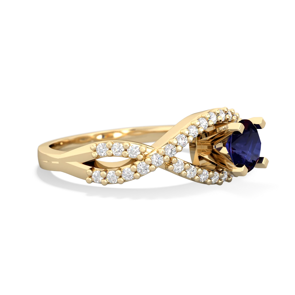 Sapphire Diamond Twist 5Mm Round Engagment  14K Yellow Gold ring R26405RD