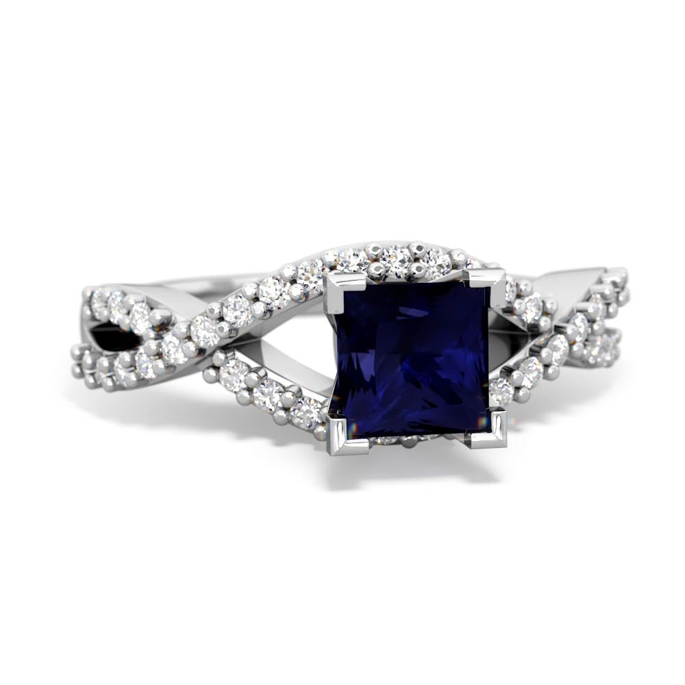 Sapphire Diamond Twist 5Mm Square Engagment  14K White Gold ring R26405SQ