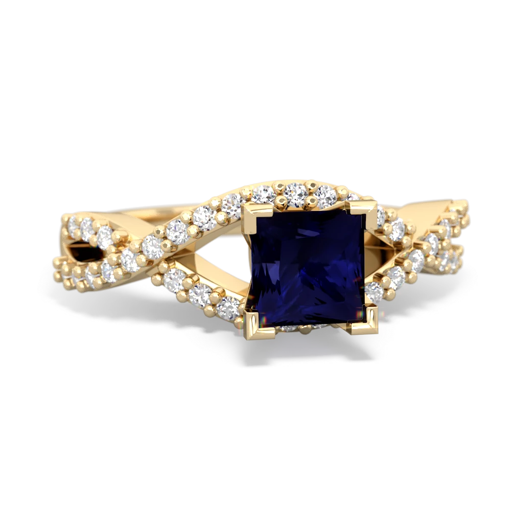 Sapphire Diamond Twist 5Mm Square Engagment  14K Yellow Gold ring R26405SQ