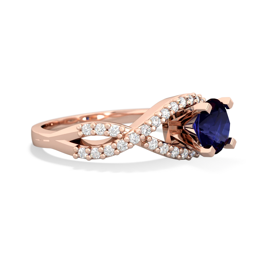 Sapphire Diamond Twist 6Mm Round Engagment  14K Rose Gold ring R26406RD