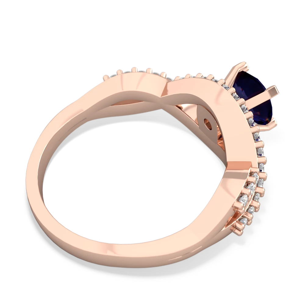 Sapphire Diamond Twist 6Mm Round Engagment  14K Rose Gold ring R26406RD