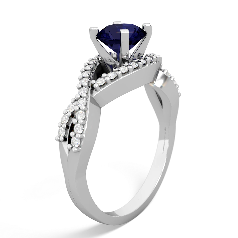 Sapphire Diamond Twist 6Mm Round Engagment  14K White Gold ring R26406RD