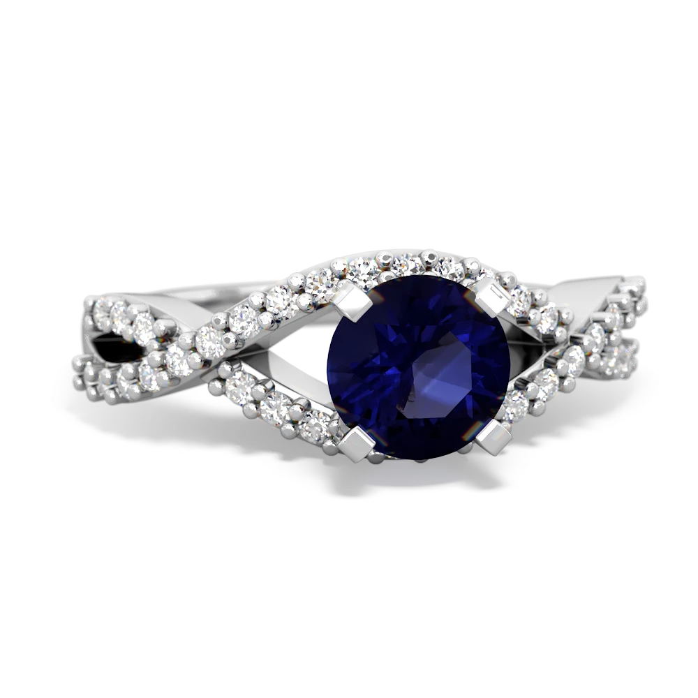 Sapphire Diamond Twist 6Mm Round Engagment  14K White Gold ring R26406RD