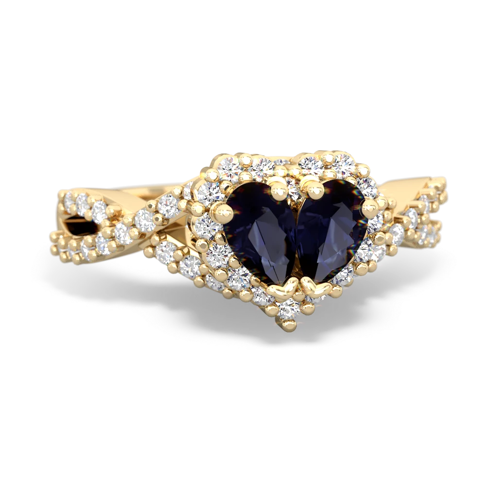 Sapphire Diamond Twist 'One Heart' 14K Yellow Gold ring R2640HRT