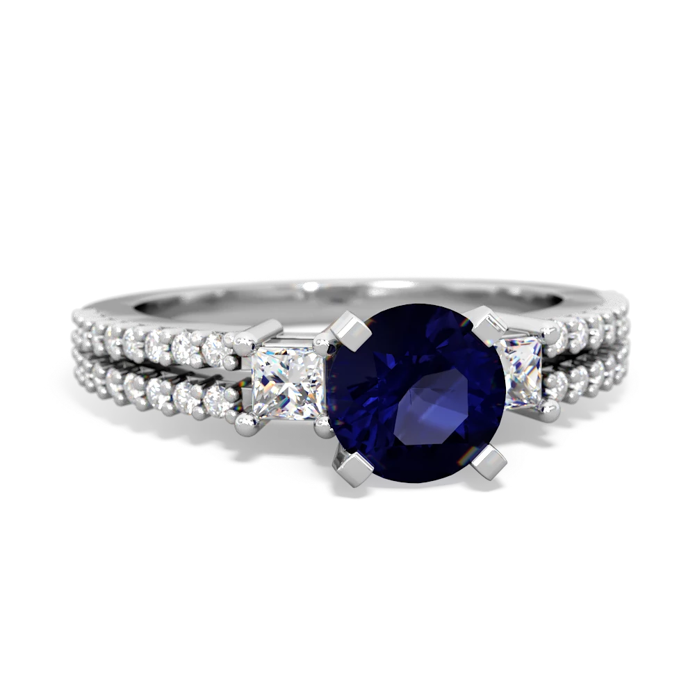 Sapphire Classic 6Mm Round Engagement 14K White Gold ring R26436RD