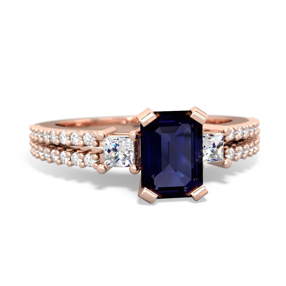 Sapphire Classic 7X5mm Emerald-Cut Engagement 14K Rose Gold ring R26437EM