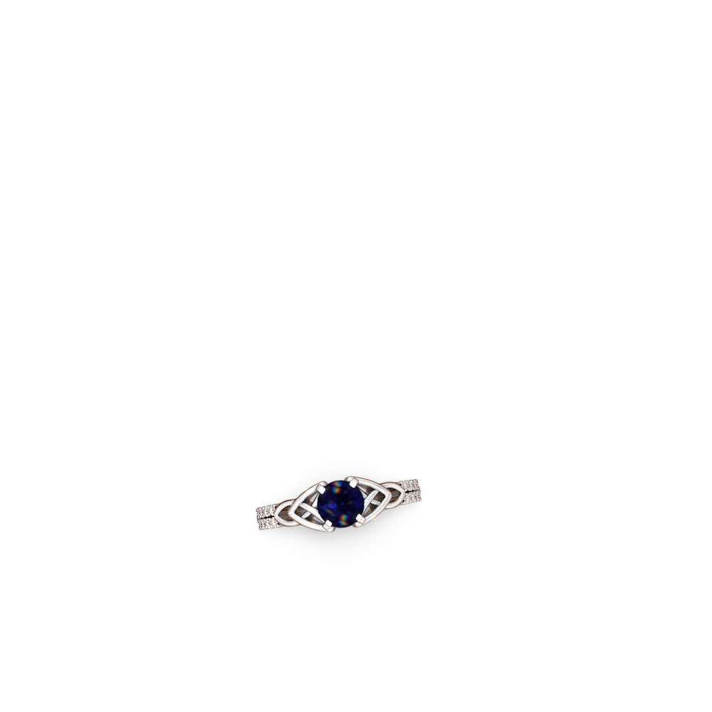 Sapphire Celtic Knot Engagement 14K White Gold ring R26446RD