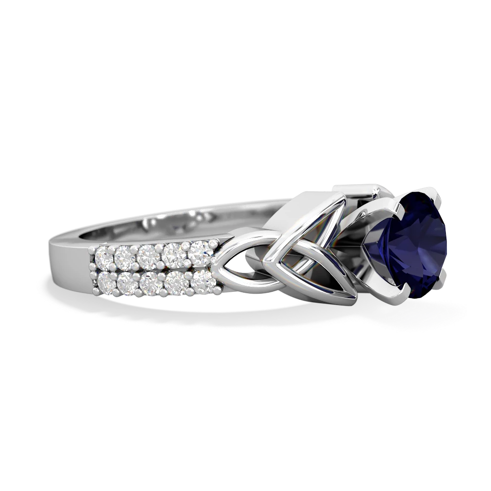 Sapphire Celtic Knot Engagement 14K White Gold ring R26446RD