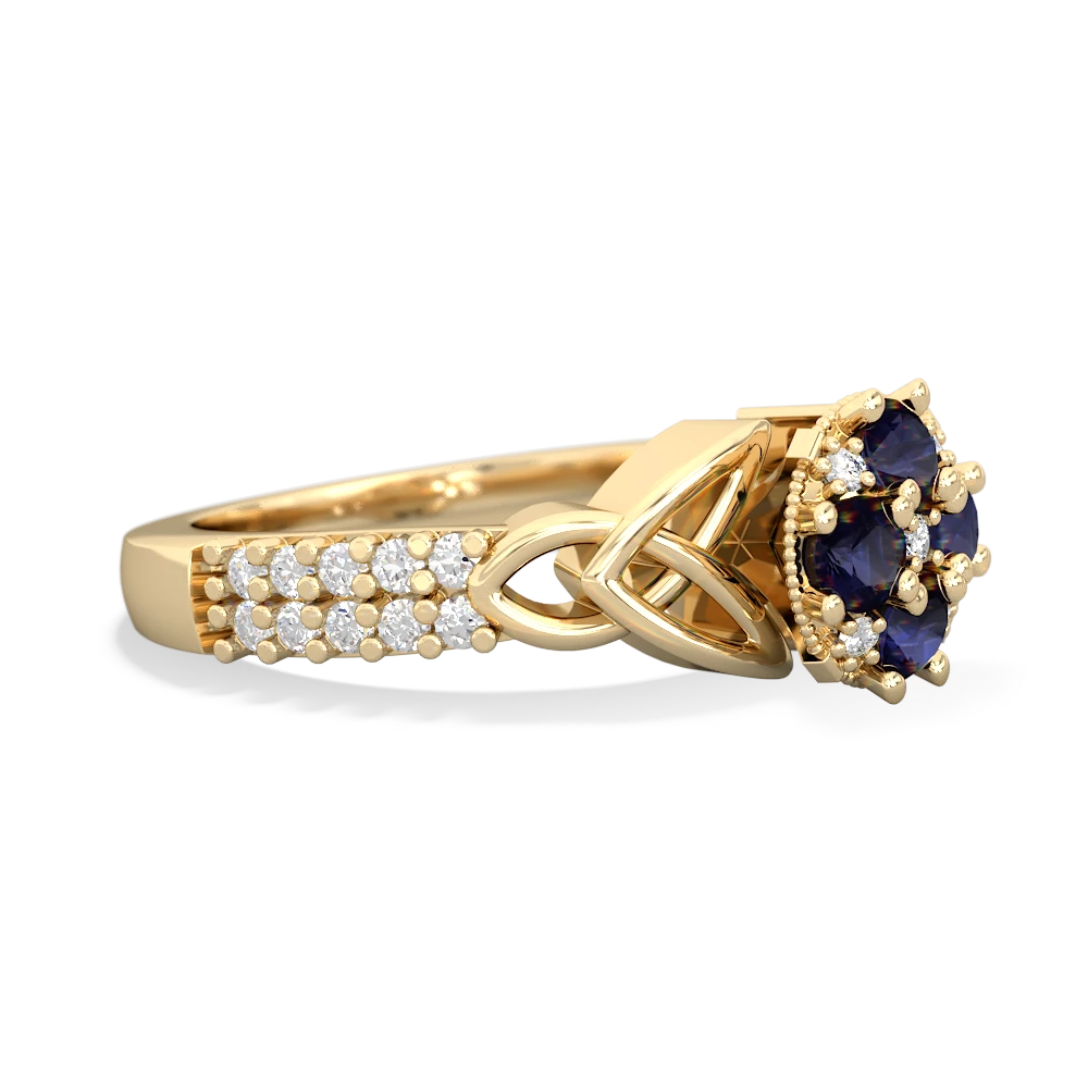 Sapphire Celtic Knot Cluster Engagement 14K Yellow Gold ring R26443RD