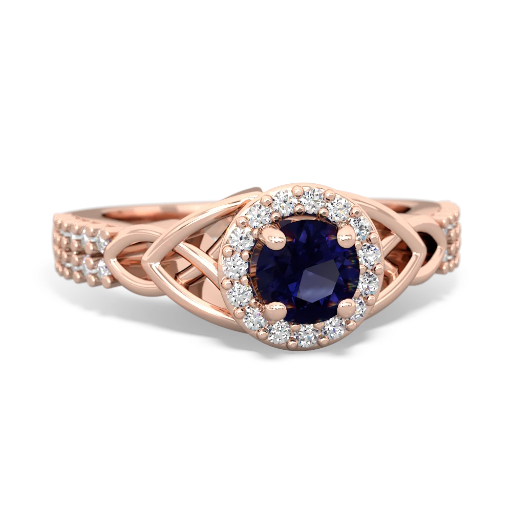 Sapphire Celtic Knot Halo 14K Rose Gold ring R26445RH