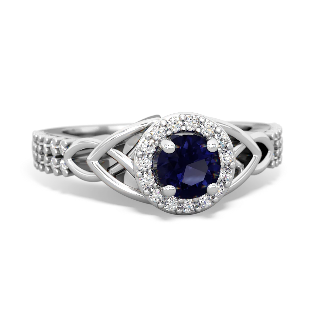 Sapphire Celtic Knot Halo 14K White Gold ring R26445RH