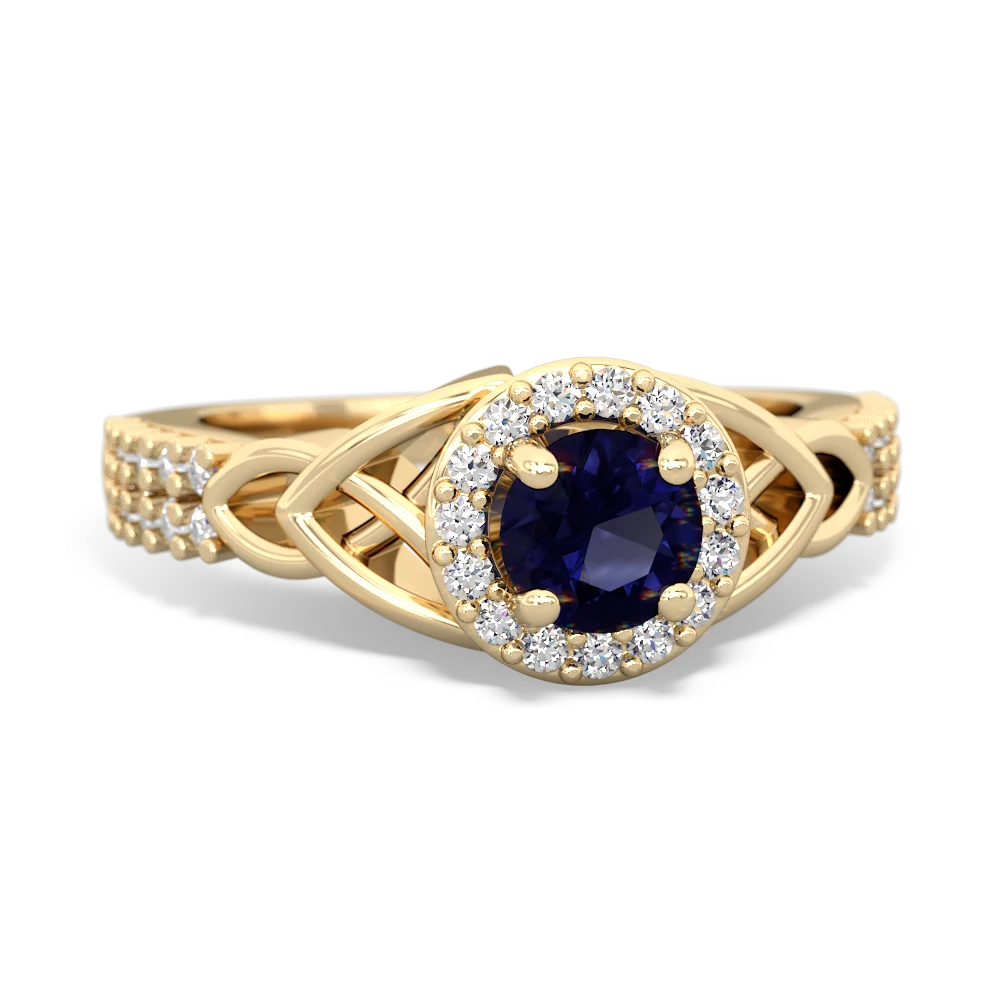 Sapphire Celtic Knot Halo 14K Yellow Gold ring R26445RH