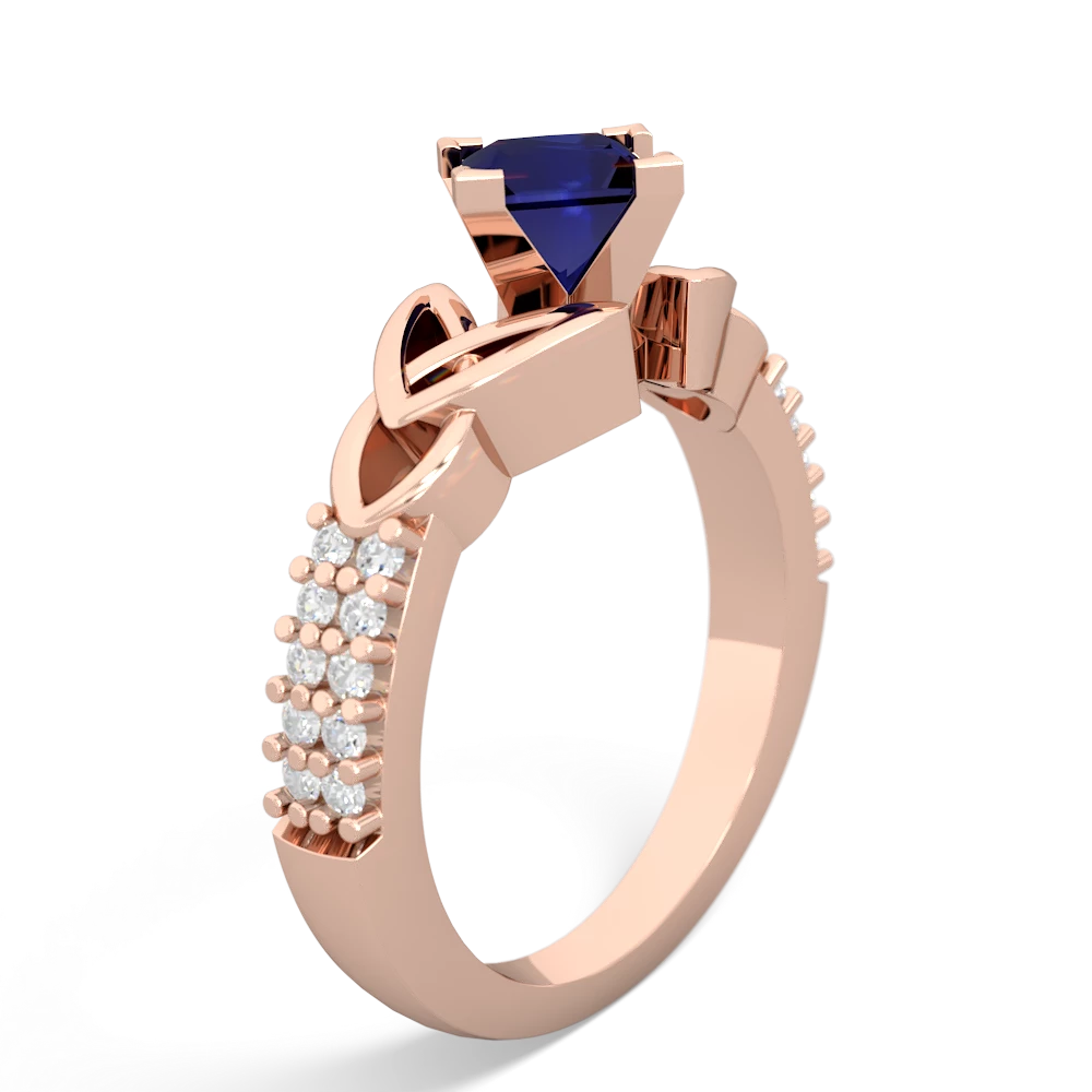 Sapphire Celtic Knot 5Mm Square Engagement 14K Rose Gold ring R26445SQ