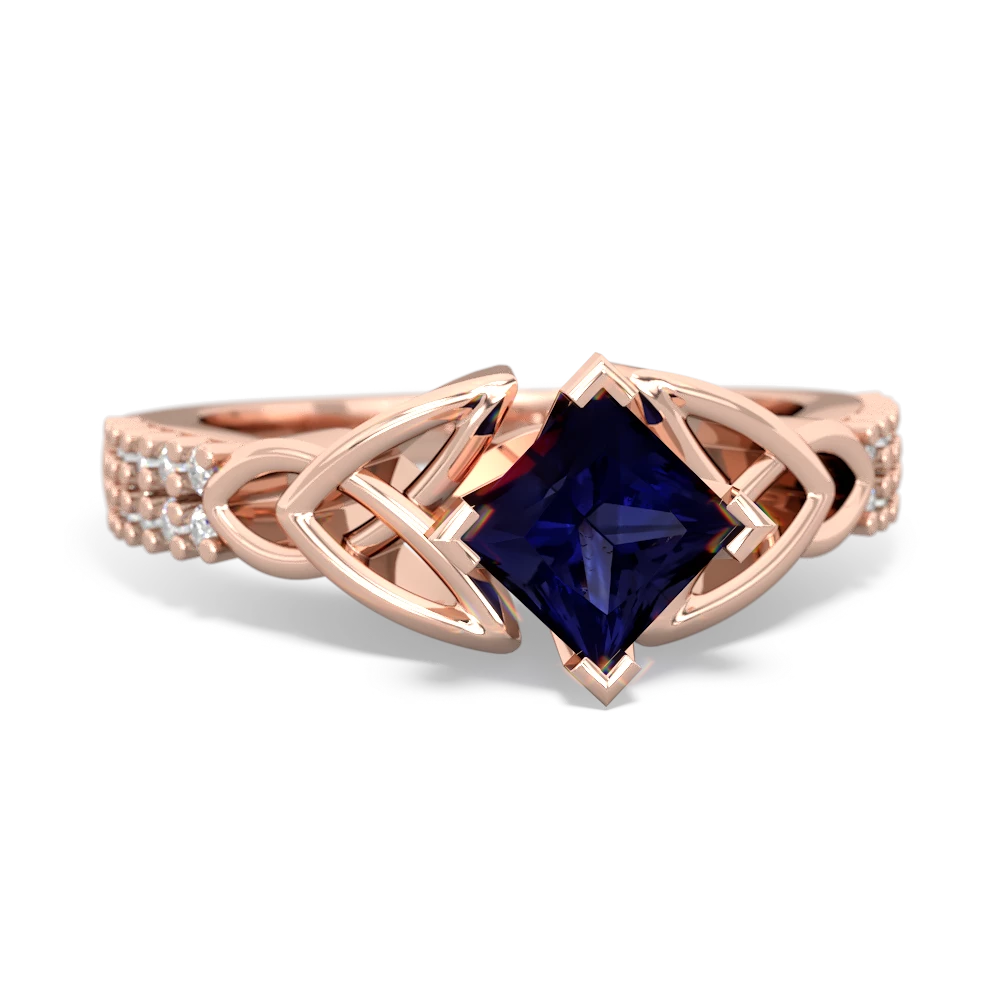 Sapphire Celtic Knot 5Mm Square Engagement 14K Rose Gold ring R26445SQ