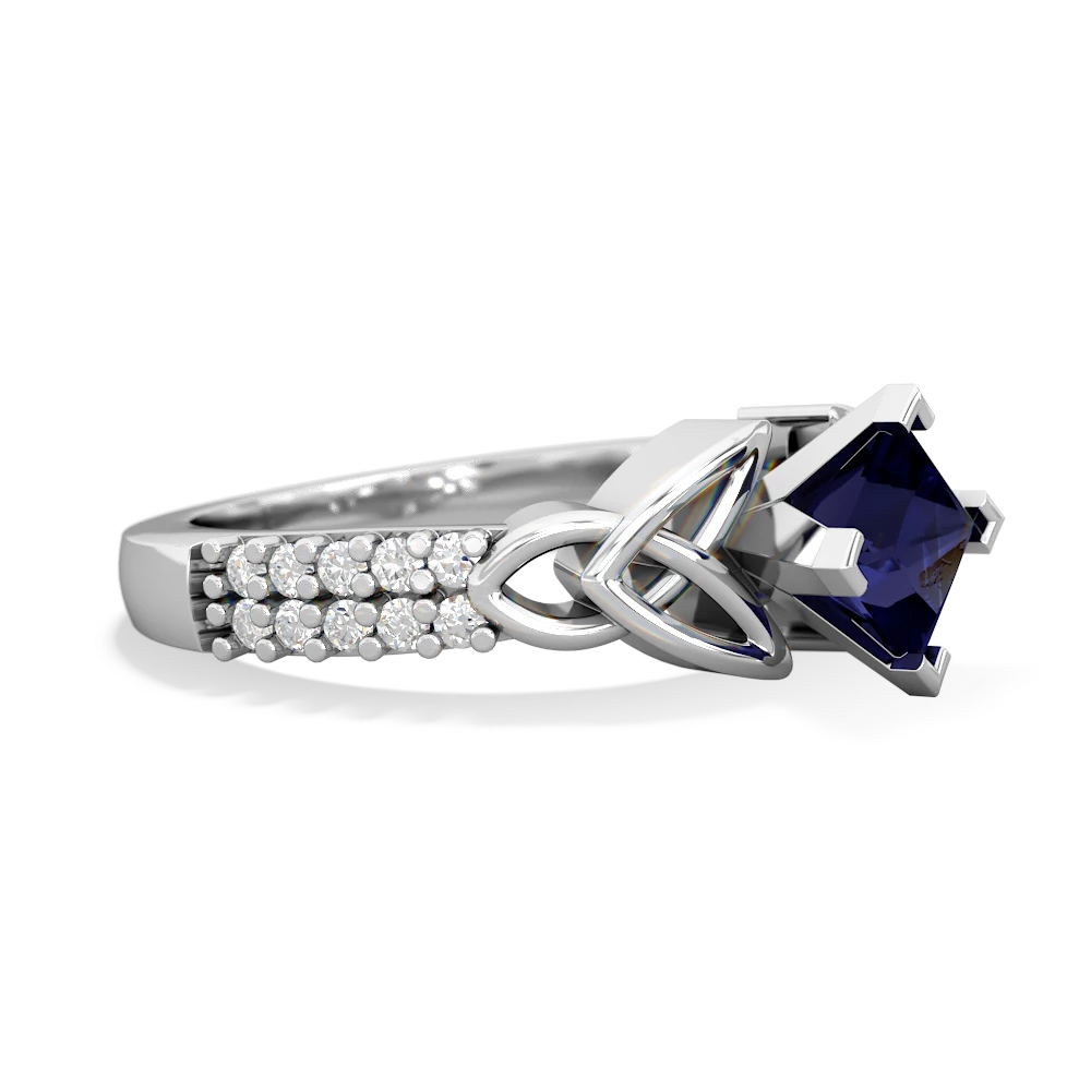 Sapphire Celtic Knot 5Mm Square Engagement 14K White Gold ring R26445SQ