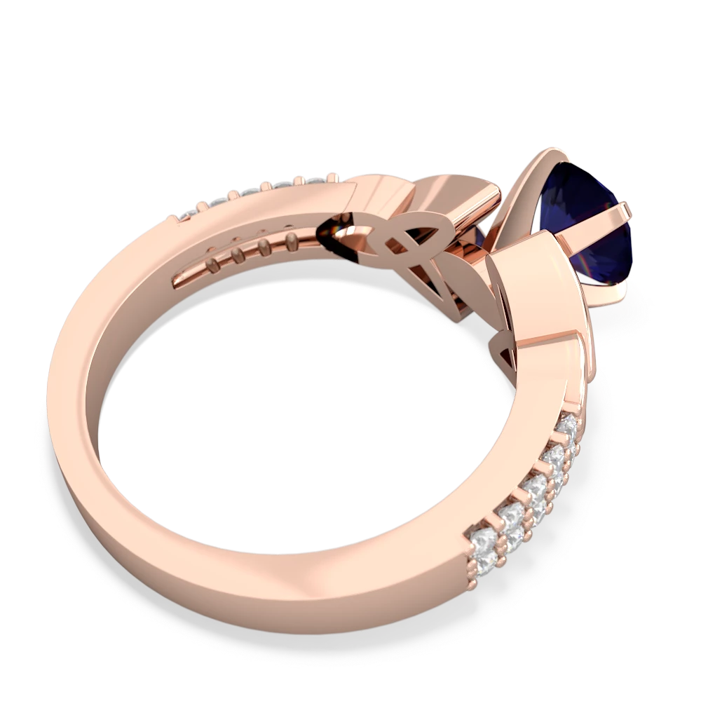 Sapphire Celtic Knot 6Mm Round Engagement 14K Rose Gold ring R26446RD