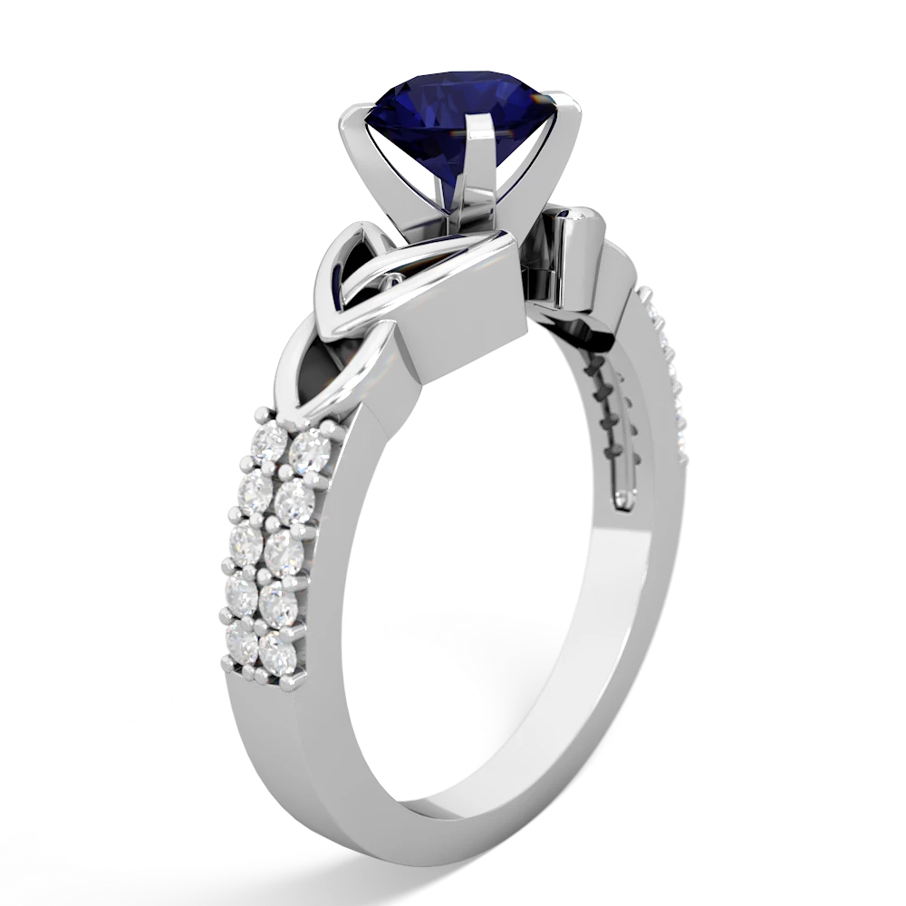 Sapphire Celtic Knot 6Mm Round Engagement 14K White Gold ring R26446RD