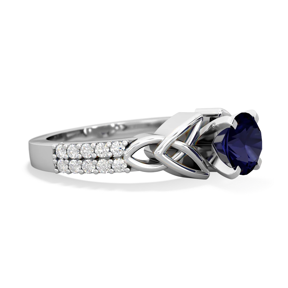 Sapphire Celtic Knot 6Mm Round Engagement 14K White Gold ring R26446RD