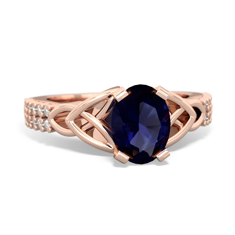 Sapphire Celtic Knot 8X6 Oval Engagement 14K Rose Gold ring R26448VL