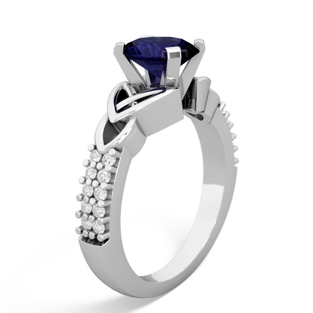Sapphire Celtic Knot 8X6 Oval Engagement 14K White Gold ring R26448VL