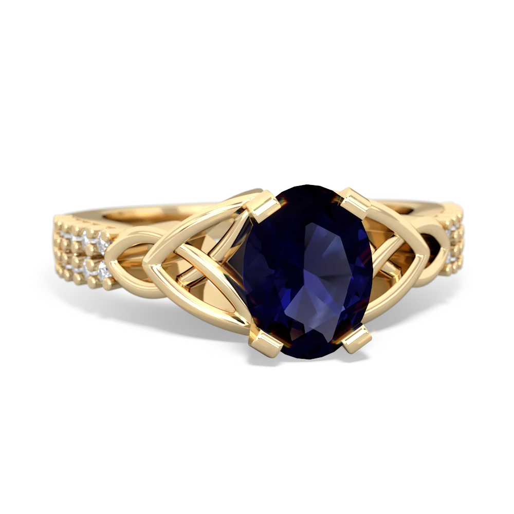 Sapphire Celtic Knot 8X6 Oval Engagement 14K Yellow Gold ring R26448VL