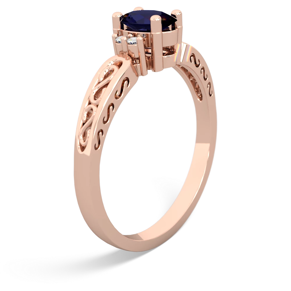 Sapphire Filligree Scroll Oval 14K Rose Gold ring R0812